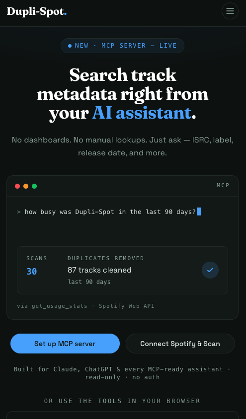 Preview of the Dupli-Spot website